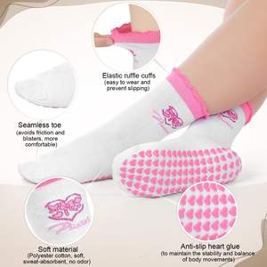 جوارب مخصصة بشعار مطرزة مضادة للإنزلاق للصالة الرياضية بيلاتيس قبضة للكاحل طاقم مع أحرف مخصصة للنساء جوارب الصبار واليوغا - Product Image 4
