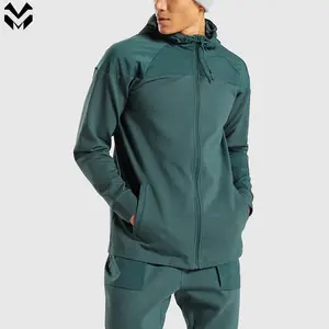 Streetwear personnalisé pour hommes, coupe-vent extérieur à fermeture éclair, veste de course sur piste active avec capuche