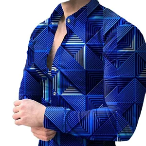2024 Fashion Luxury Men Shirts Single Breasted Shirt Casual Print Long Sleeve Tops Men's Clothing Hawaii Party Cardigan