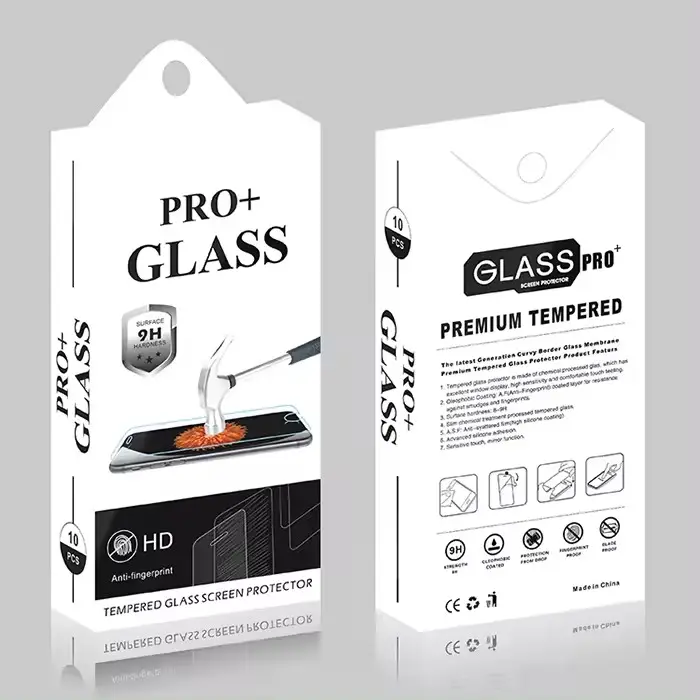Protetor de tela de vidro temperado para celular, filme de proteção, caixa de vidro neutra, envelope para celular, cartão de gado