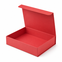Boîte cadeau rigide pliable rouge imperméable avec doublure en éponge, couvercle à charnière, surface mate, taille standard, pliable à plat, pour promotions de vente au détail