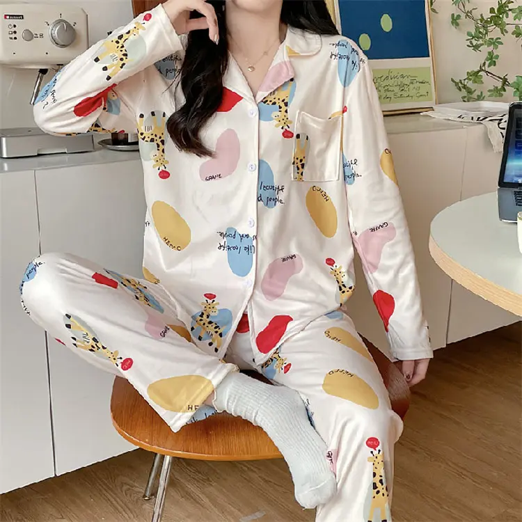 Koreaanse Lente Meisje Nachtkleding Designer Pyjama Vrouwen Pijama Feminino Piyama De Mujer Daster Wanita Femme Pyjama Set Loungewear