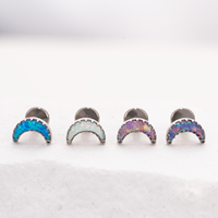 Piercing de Titanio ASTM F136, Forma de Corazón, Marquise, Pera, con Ópalo Incrustado, Labret, Piercing para Labio, Oreja, Tragus, Hélix, Joyería Corporal