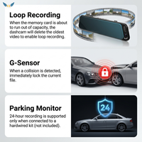 Caméra embarquée VIEVGUARB HS20 double objectif avec ADAS, vision nocturne, capteur G, surveillance de stationnement, enregistrement en boucle, contrôle par application, 2K, WiFi, GPS, écran tactile