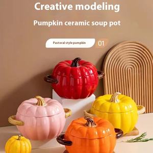 Vente en gros Pot <span class=keywords><strong>de</strong></span> citrouille créatif <span class=keywords><strong>Soupe</strong></span> en céramique Saladier Noël Marmite <span class=keywords><strong>de</strong></span> citrouille <span class=keywords><strong>de</strong></span> cuisine grande capacité avec double oreille - Product Image 2