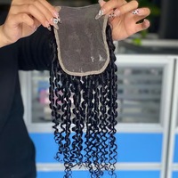 Vente en gros de extensions de cheveux humains Pixie Fumi Curl à cuticule alignée vierge à double tirage Faisceaux Pixie bouclés avec fermeture frontale en dentelle