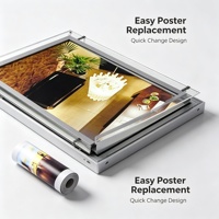 Kotak Display Poster LED Ultra Tipis, Edge Lit, Bingkai Aluminium, Akrilik, Standar A2 A3 A4, Papan Menu, Display Toko