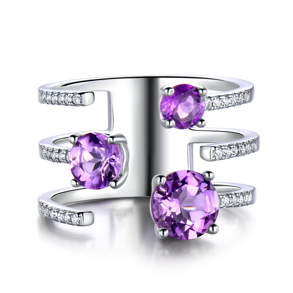 Anillos Amatistas Gemas Artificiales Semi Precioso AAA Cristal-Púrpura Anillos Amatistas Gemas Artificiales Semi Precioso AAA Cristal-Púrpura
