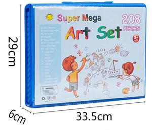 Ensemble de dessin artistique de 208 pièces pour enfants et adultes, avec chevalet pliable double face, boîte de pastels à l'huile, crayons de couleur, crayons à mines colorées - Product Image 3
