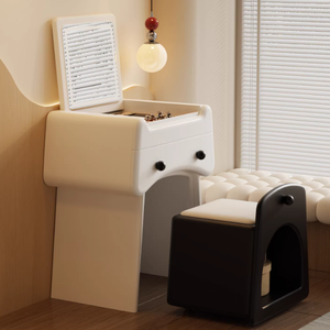 Petite armoire de rangement de 65 cm intégrée à la chambre, mini table de maquillage rabattable, table de chevet - Product Image 5