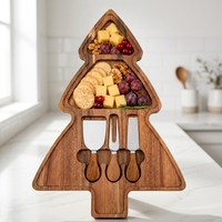 Kerstboom snijplank charcuterie houten kaasplank set acacia houten charcuterie kaasplank set feestdagen cadeauset