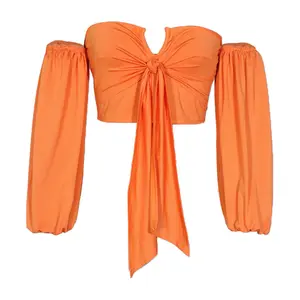 Consegna Rapida Top a Maniche Lunghe con Spalle Scoperte <span class=keywords><strong>Moda</strong></span> Femminile Casual Camicie <span class=keywords><strong>Abbigliamento</strong></span> Bluse da <span class=keywords><strong>Donna</strong></span> e Top Corti Sexy - Product Image 2