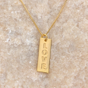 Moda 18K chapado en oro AMOR encanto rectángulo alto pulido joyería palabra frase relación <span class=keywords><strong>amistad</strong></span> regalo para Mujeres Hombres - Product Image 2