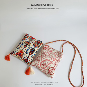 Women's <strong>Ethnic</strong> Style Polyester Printed Single Strap Crossbody Shoulder <strong>Bag</strong> with Tassel Zip Closure Lock <strong>Mobile</strong> Phone Coin Purse - Product Image 4