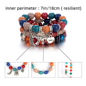 Bracelet ethnique bohème à perles, papillon tendance, cristal, multi-couches, multi-éléments, bracelet élastique - Product Image 3