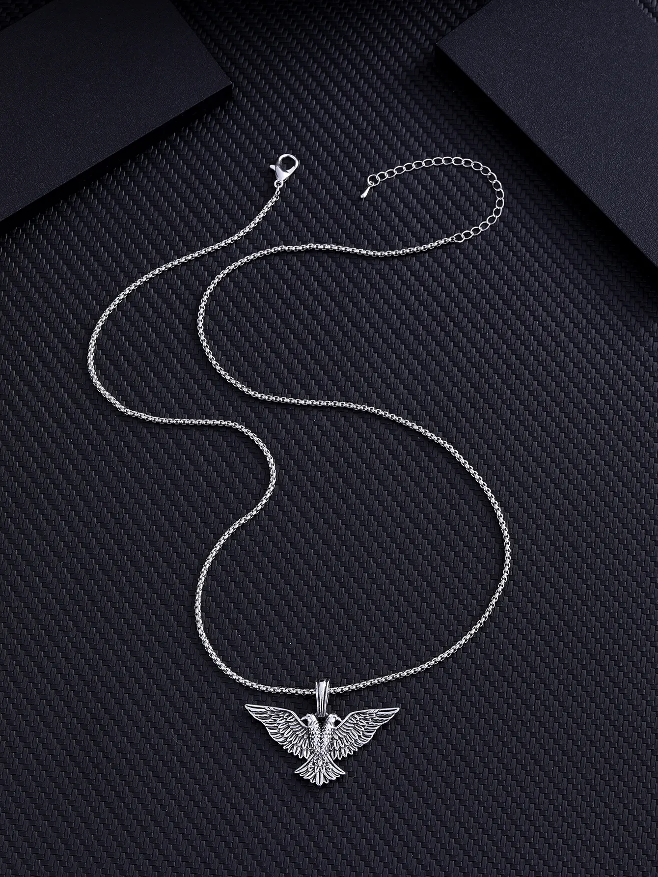 Jewelry European personality Hip hop style double headed eagle stainless steel pendant necklace