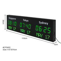 Reloj de Pared Programable con Zonas Horarias Mundiales, Reloj Digital con Nombre de Ciudad Personalizado para Oficinas de Logística Global