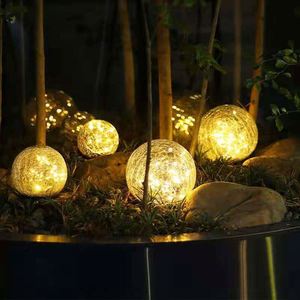 Outdoor <b>Solar</b> <b>Powered</b> Crackle Ball Garden <b>Lamp</b> IP65 Weatherproof No Wiring Needed <b>Solar</b> Path Light for Landscape Decoration - Product Image 3