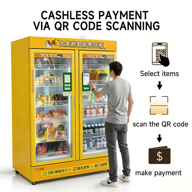 Smart Cooler Vending Machine for Cold Drinks Fresh Food SDK Card Payment Camera Monitor Stainless Steel Remote Monitoring