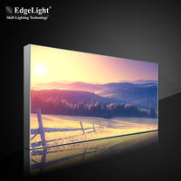 Nouvelle conception de boîte à lumière LED sans cadre, rectangulaire, à fixation murale, éclairée par le bord, en aluminium rétroéclairé, pour les salons professionnels et les expositions