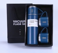 Precio bajo, alta calidad, 500ml, ventosa de negocios, termo, termo de acero inoxidable, juego de regalo, una taza, dos tapas, caja de regalo