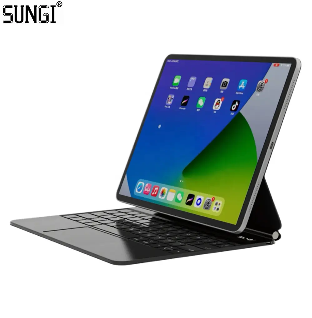 Casing magnetik Keyboard Magic BT nirkabel terbaru, casing magnetik Trackpad cerdas Port Tipe C untuk iPad 10.9/11 iPad Pro 12.9 inci