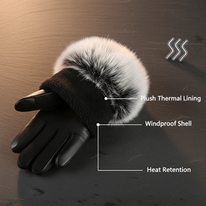 Gants d'hiver Zeyu pour <span class=keywords><strong>femme</strong></span> en peau de mouton, cinq doigts, épaissis, ornés de fourrure de lapin mignonne, luxueux, en cuir véritable, décontractés pour le quotidien - Product Image 6