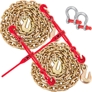 Cadenas y amarres de 3/8 pulgadas, cadena de trinquete de alta resistencia de 6600 lb, cadena de amarre de acero G70, correa de amarre 001 001 001 - Product Image 1