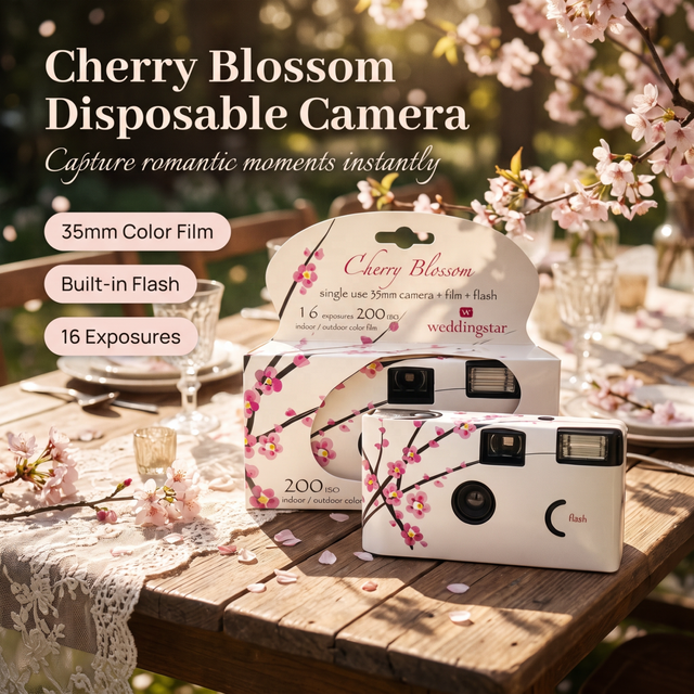 Lightweight Manual 35mm Disposable Film Camera With Flash Fixed Focus ISO200 16 Exposures Easy to Use for Wedding Souvenir