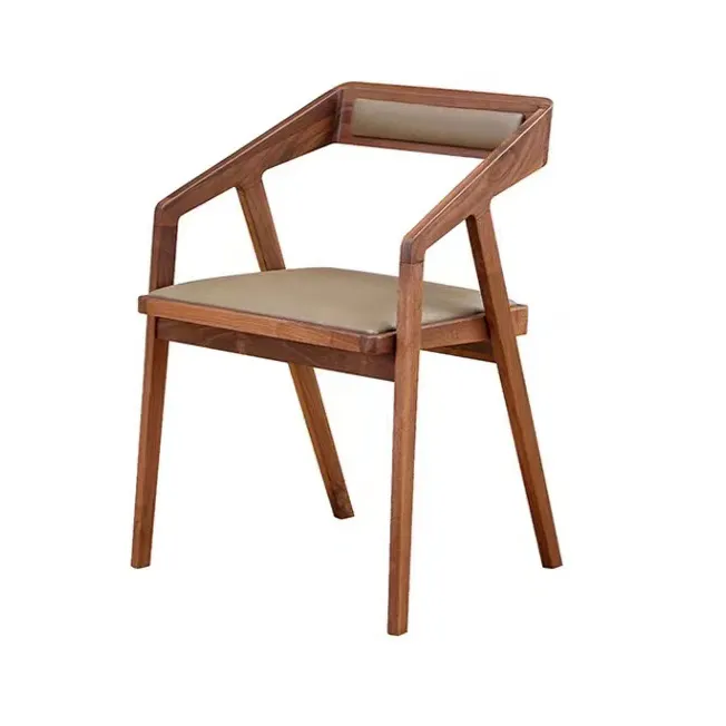Оптовая продажа, Лучшая цена, высокое качество, деревянный стул для ресторана, грецкого орехового цвета, обеденный стул из цельного дерева