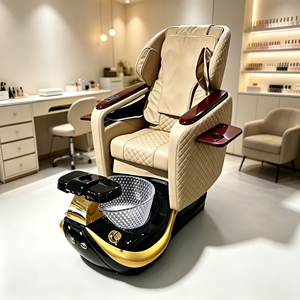 Fauteuil de pédicure électrique de luxe inclinable avec massage, fauteuil de spa pour pédicure avec bassin en verre pour les pieds et table d'appoint pour manucure - Product Image 2