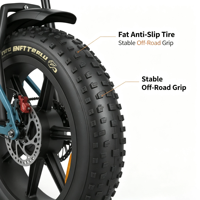 Expédition Rapide Vélo Électrique Tout-Terrain à Pneus Larges, Stock Entrepôt Étranger, Double Moteur, Double Batterie Amovible, Robuste
