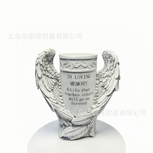 Angel Wings Decorative Vase Resin Cylindrical <b>Memorial</b> Garden Statue Sympathy <b>Gift</b> - Product Image 5