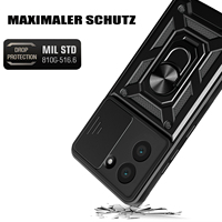 Coque de Téléphone Antichoc PC pour Xiaomi Redmi A5/A3/A1/15 Ultra/14/13/12 avec Anneau de Support et Cache Caméra Coulissant