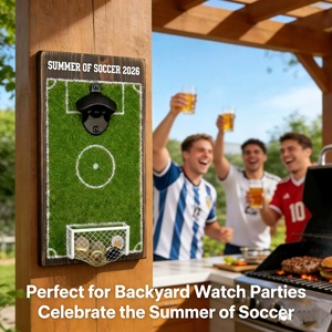 Décapsuleur <span class=keywords><strong>mural</strong></span> pour terrain de football avec récupérateur de bouchons - Décapsuleur en bois sur le thème du football pour bar, débar pour homme et décoration intérieure - Product Image 5
