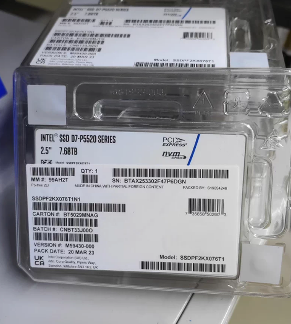 Brand New InteI D7-P5520 7.68TB U.2 SSD PF2KX076T1N1 Server Data Center Enterprise-grade Solid-state Drive