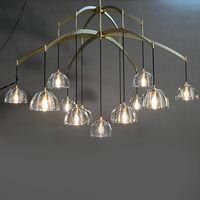 Lustre moderne en laiton doré de style nordique vintage à LED pour salle à manger, salon, hôtel, plafonnier de luxe