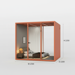 Cabine de bureau insonorisée orange pour réunions multi-personnes, cabine d'hébergement portable et mobile avec éclairage LED réglable - Product Image 4