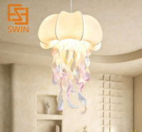 Lampes suspendues en forme de méduse pour appartement, villa, salle à manger, salon, escalier, en fer et soie