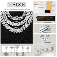 Bijoux hip-hop en gros, collier en diamant VVS de 8 mm, 10 mm, 12 mm, livraison directe, chaîne cubaine en argent glacée, moissanite