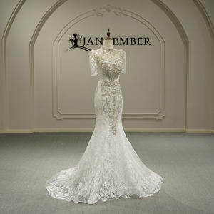 Jancember GT26046 Vestidos <span class=keywords><strong>de</strong></span> Novia Exclusivos <span class=keywords><strong>de</strong></span> Manga Corta y Cuello Alto Estilo Sirena - Product Image 2