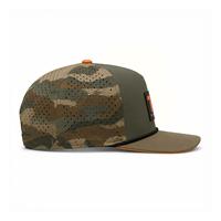 Casquette Snapback Premium Personnalisée en Caoutchouc PVC à 5 Panneaux avec Visière Courbe Imprimé Camouflage, Chapeau de Golf Imperméable Haute Performance pour Sports de Plein Air