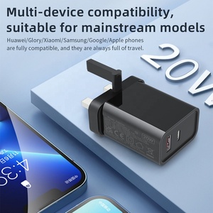 Hnt GAN 20W UK PUSH USB + Type C พอร์ตคู่ชาร์จเร็ว PD อะแดปเตอร์ไฟฟ้าแบบยืดหดได้สำหรับ Xiaomi <span class=keywords><strong>iPhone</strong></span> 16/15/<span class=keywords><strong>14</strong></span> - Product Image 5