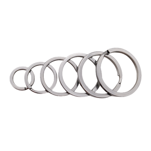 Porte-clés rond plat en métal fendu, porte-clés argenté pour bricolage et artisanat, vente en gros - Product Image 1