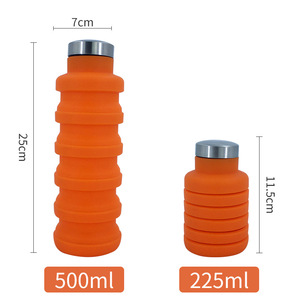 Bouteille d'eau sport pliable et extensible en silicone de qualité alimentaire, 500 ml, résistante au lave-vaisselle, prix direct usine, vente en gros pour l'extérieur - Product Image 6