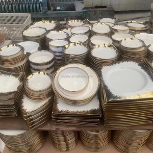JIUWANG Assiettes de Restaurant en Céramique à Bord Doré, Grande Vente, <span class=keywords><strong>Pas</strong></span> Chères, en Gros, Vaisselle en Vrac, Vendues à la Tonne - Product Image 2