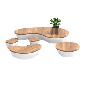 Grande sculpture de banc en fibre de verre, simple et créative, pour parc communautaire extérieur, siège unique pour fosse d'arbre, design paysager - Product Image 2