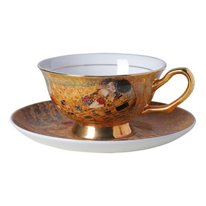 <span class=keywords><strong>Kiss</strong></span> Palace Style European Ceramic Bone China Taza de café Juego de platillos Retro Británico Té DE LA TARDE Tropical Turco para uso en Bar - Product Image 1