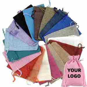 Wholesale Custom Shopping Drawstring Bags Reusable Custom <b>Gift</b> Packaging Jute Drawstring Bags with Custom LOGO - Product Image 1
