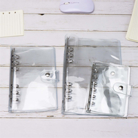Protège-cahier A7 A6 A5 transparent en PVC double couche avec 6 anneaux et bouton-pression, rechargeable pour classeur à feuilles mobiles